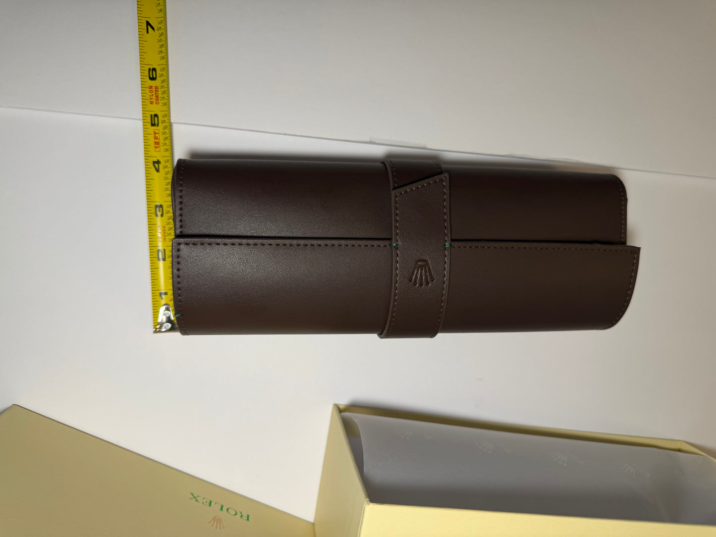 Rolex Brown Leather Watch Roll – Elegant 3-Watch Travel Case