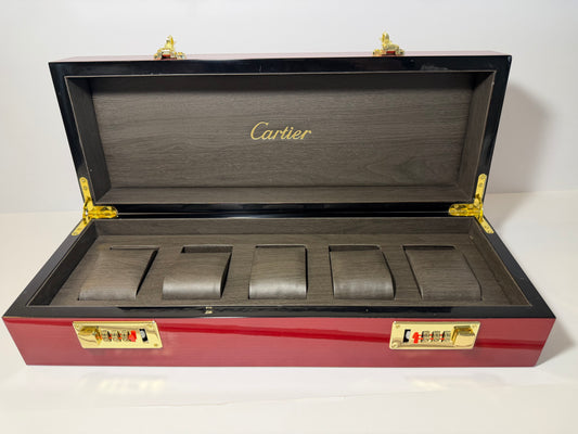 Red Cartier Lacquered Wood Box (5 slots)