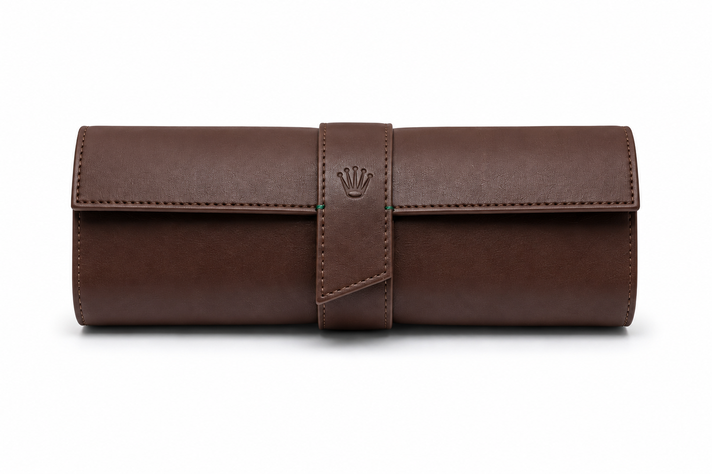 Rolex Brown Leather Watch Roll – Elegant 3-Watch Travel Case