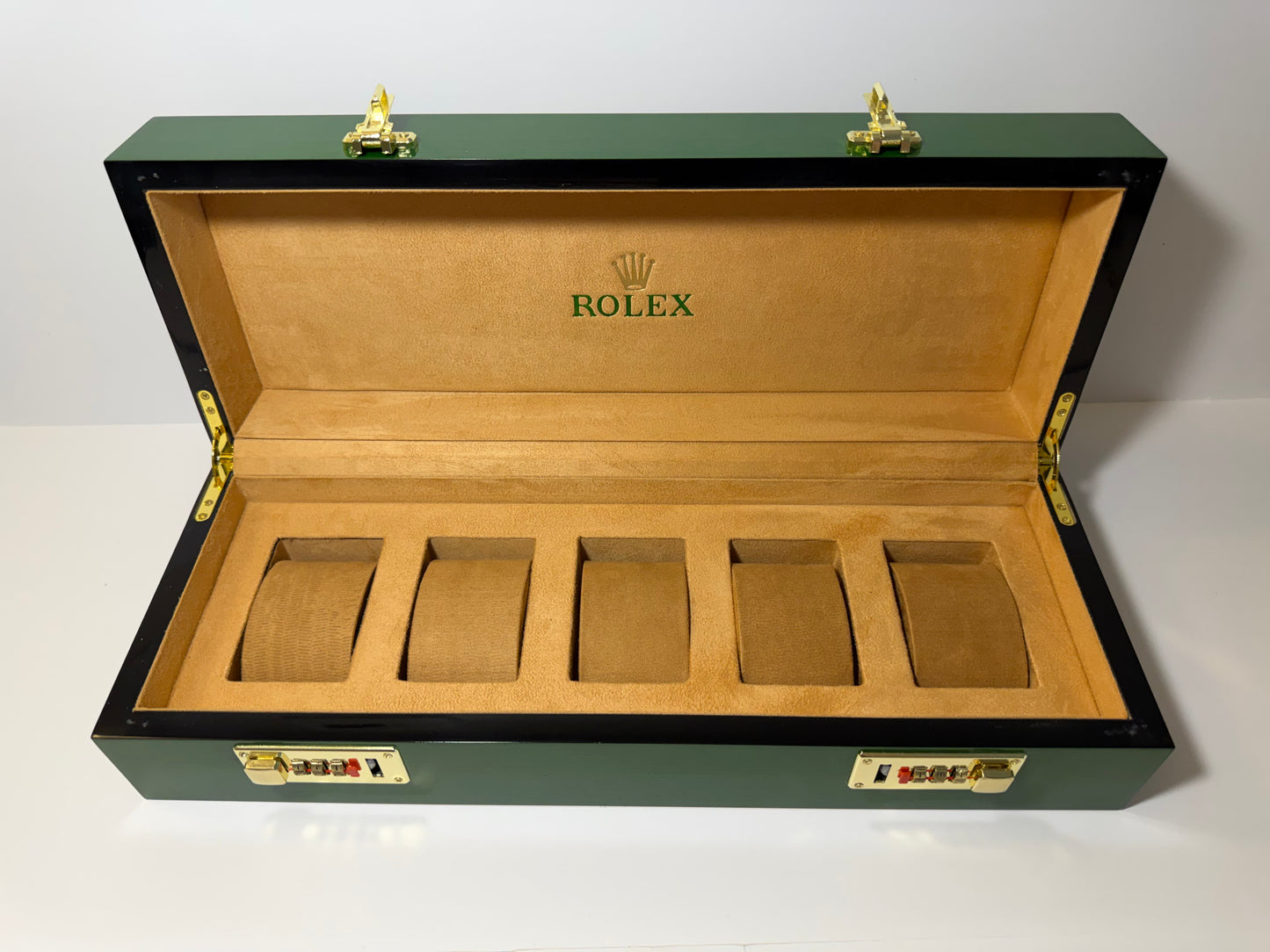 Green Rolex Lacquered Wood Box (5 slots)