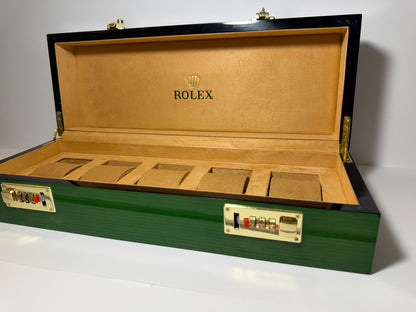 Green Rolex Lacquered Wood Box (5 slots)