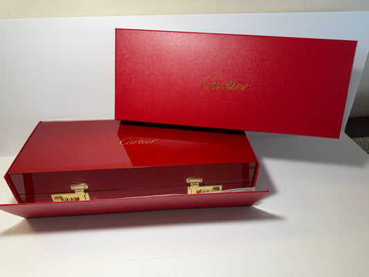 Red Cartier Lacquered Wood Box (5 slots)