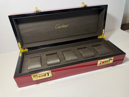 Red Cartier Lacquered Wood Box (5 slots)