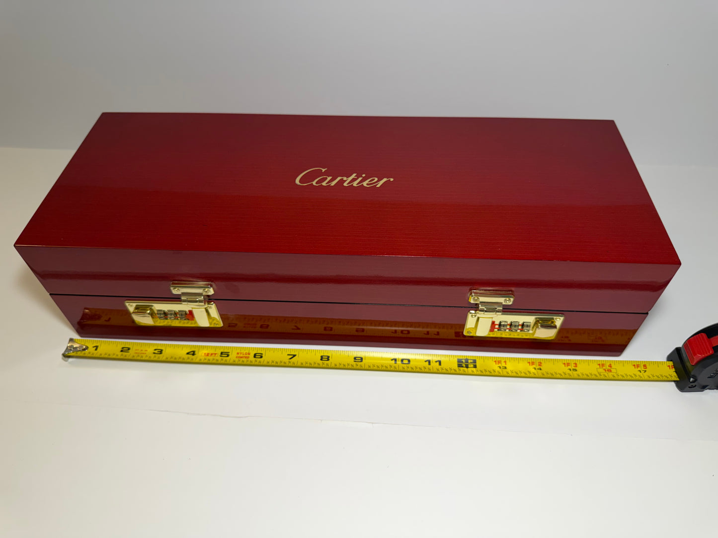 Red Cartier Lacquered Wood Box (5 slots)
