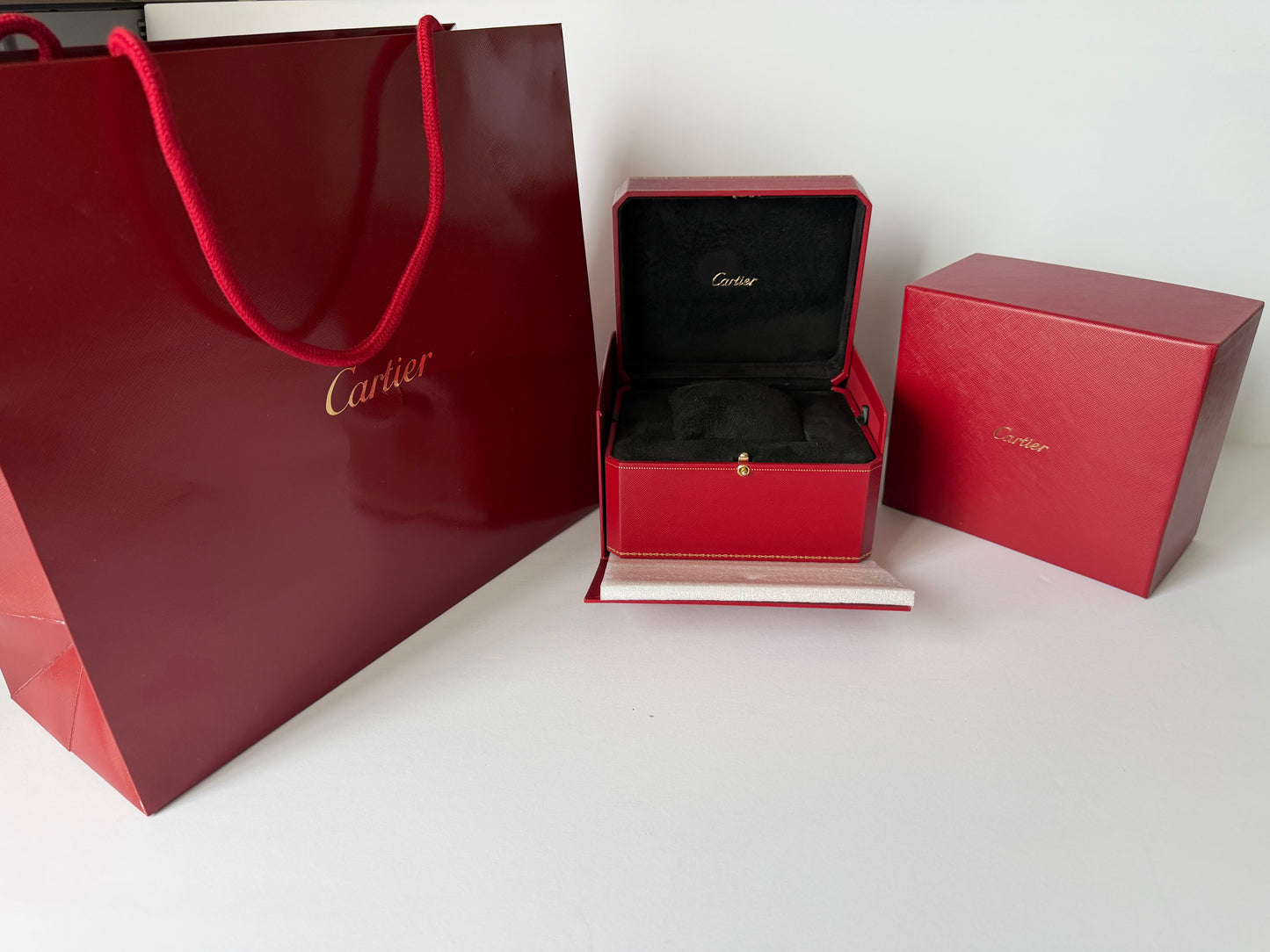 Cartier Watch Box — Original Presentation Case with Booklets & Bag