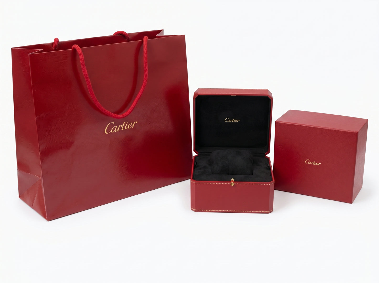 Cartier Watch Box — Original Presentation Case with Booklets & Bag